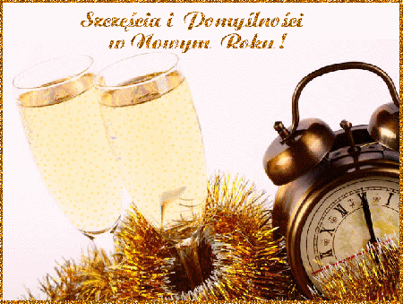Brokatowa kartka z kieliszkami na nowy rok